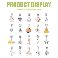 DIY Charm Bracelet Making Set Glass Beads Spacer Beads Pendant Accessories Kit