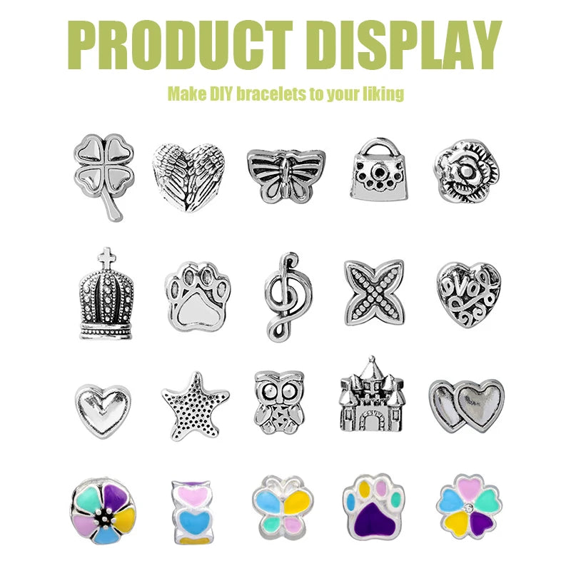 DIY Charm Bracelet Making Set Glass Beads Spacer Beads Pendant Accessories Kit