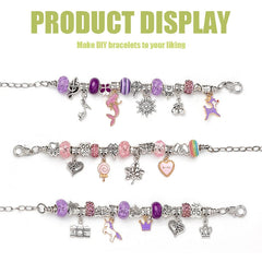 DIY Charm Bracelet Making Set Glass Beads Spacer Beads Pendant Accessories Kit