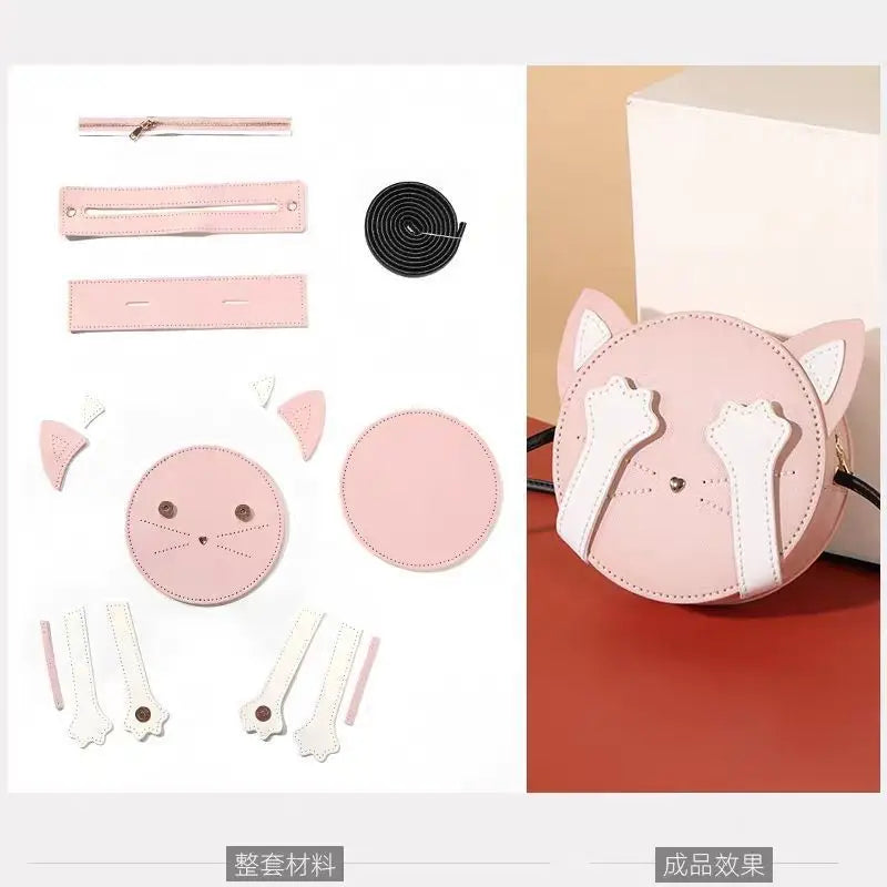 DIY Round Cat Drawstring Handbag Base Bag Making Parts LL005