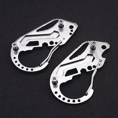 Compact Key Wallet Carabiner Keychain Stainless Steel Clip
