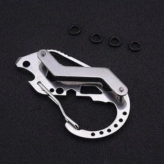 Compact Key Wallet Carabiner Keychain Stainless Steel Clip