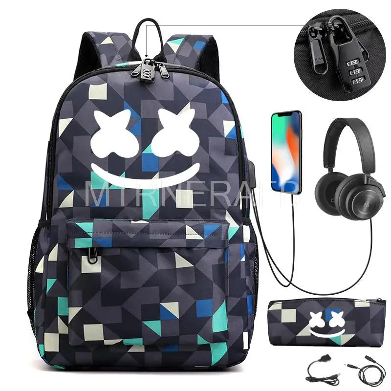 Waterproof Anti Theft Backpack for Teens USB Charging School Bag