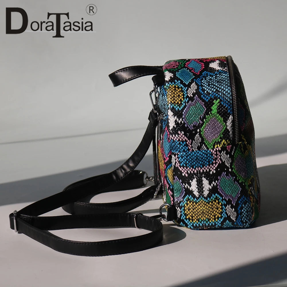 Colorful Animal Print Mini Backpack Women Small Capacity Top Handle Bag