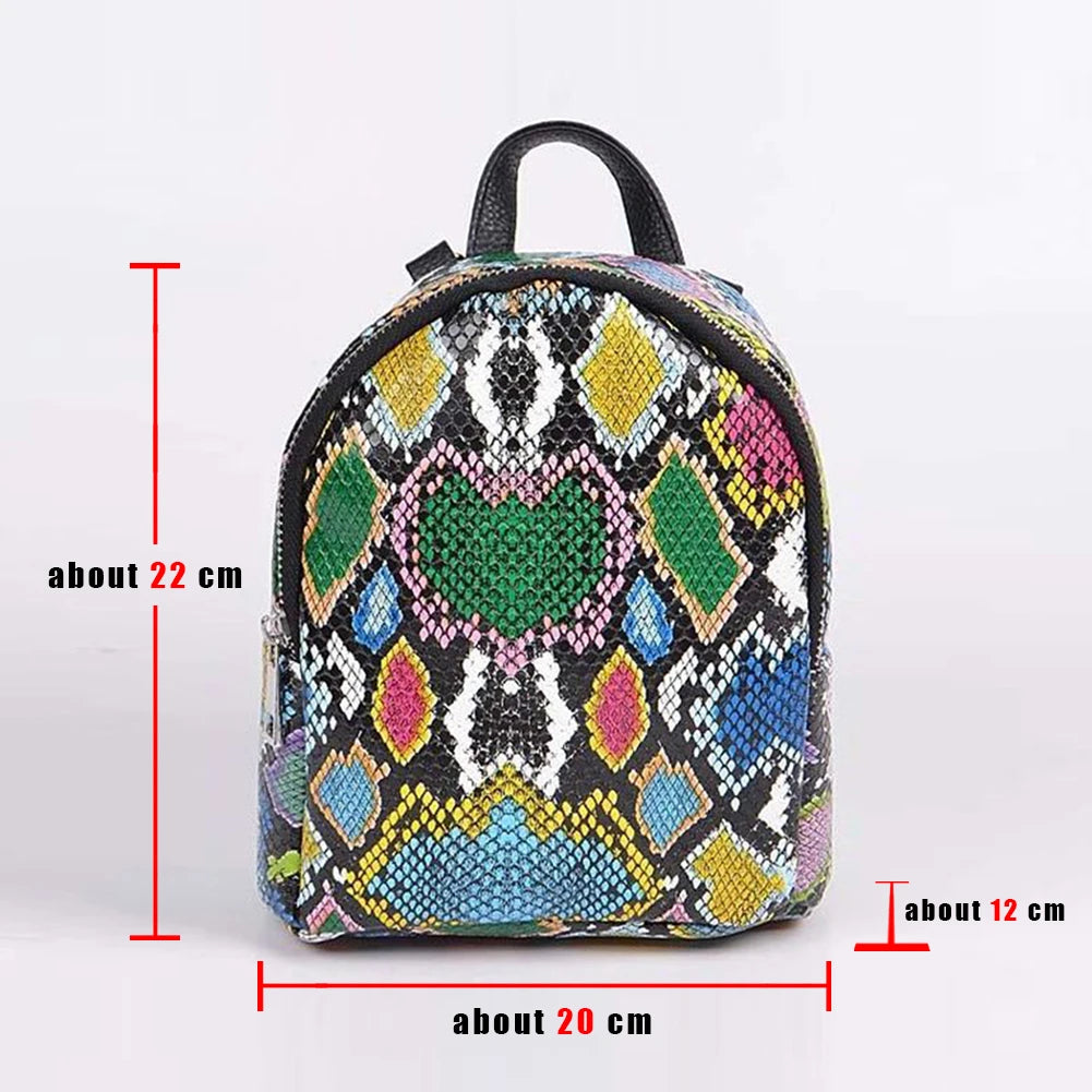 Colorful Animal Print Mini Backpack Women Small Capacity Top Handle Bag