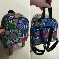Colorful Animal Print Mini Backpack Women Small Capacity Top Handle Bag