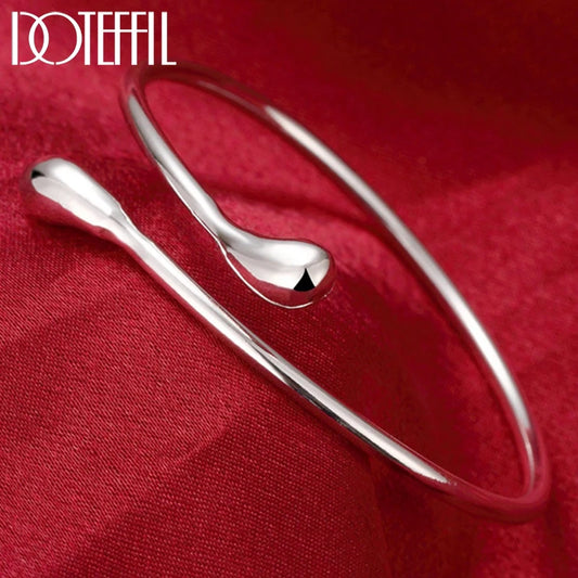 925 Silver Water Drop Bracelet Bangle Women Gift