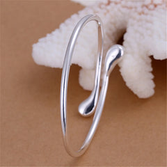 925 Silver Water Drop Bracelet Bangle Women Gift