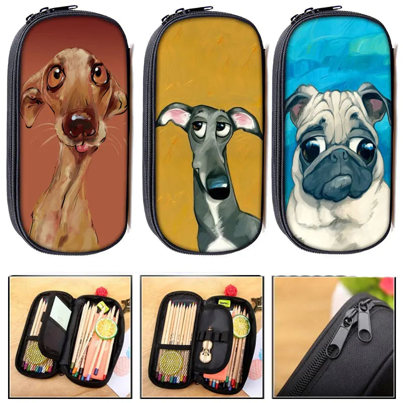 Dog Print Cosmetic Case Makeup Bag Pencil Box Women Supplies
