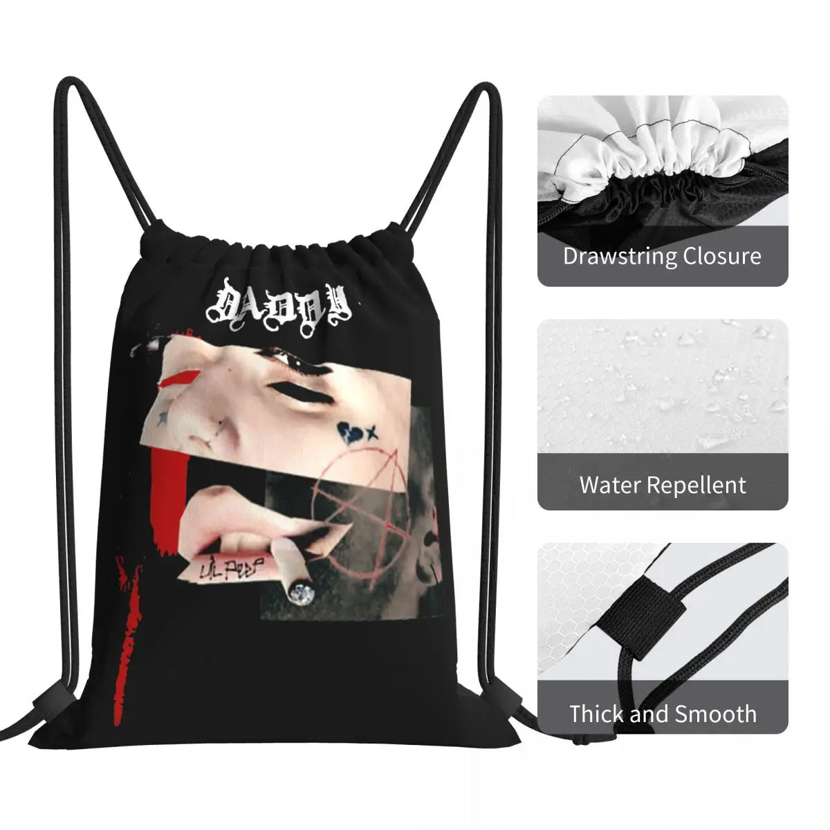 Daddy Lil Peep Retro Music Drawstring Bags Gym Bag Travel