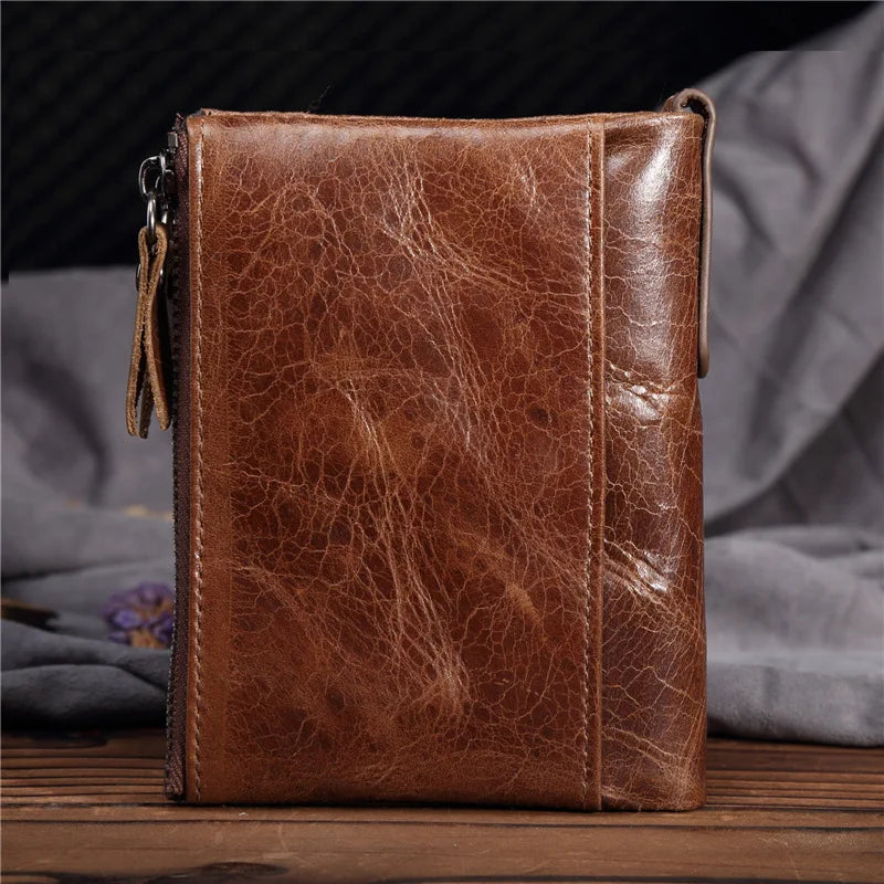 Daffdoil Leather Wallet Female Hasp Cow Leather Brown