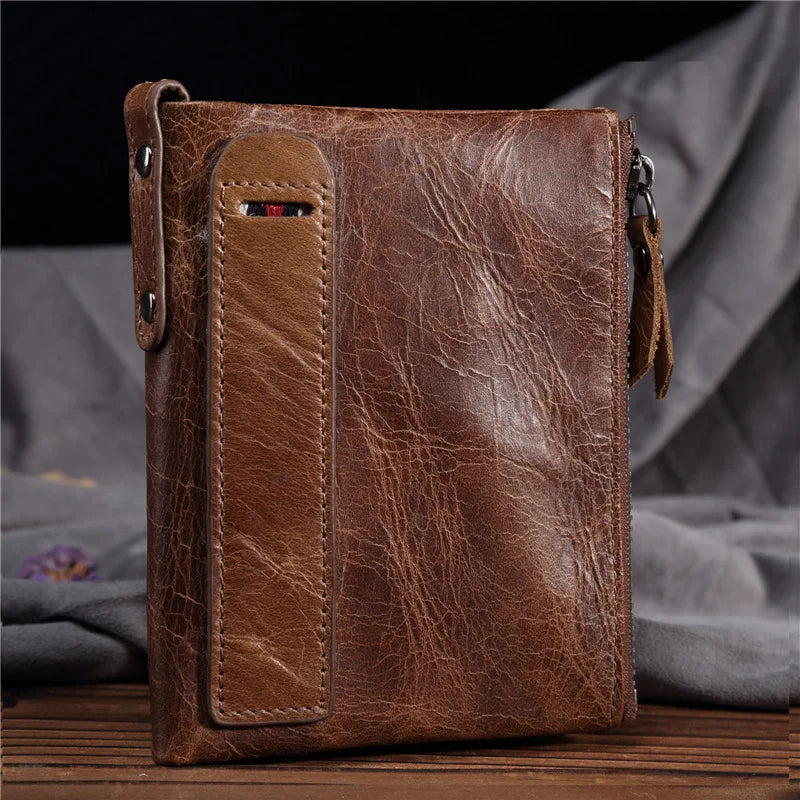 Daffdoil Leather Wallet Female Hasp Cow Leather Brown