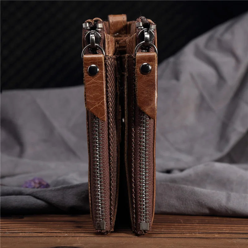 Daffdoil Leather Wallet Female Hasp Cow Leather Brown