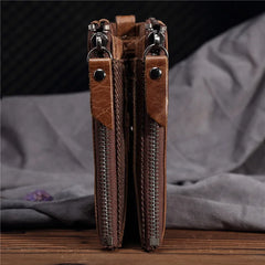 Daffdoil Leather Wallet Female Hasp Cow Leather Brown