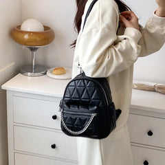 Quilted Small Women Backpack Girls Travel Bagpack