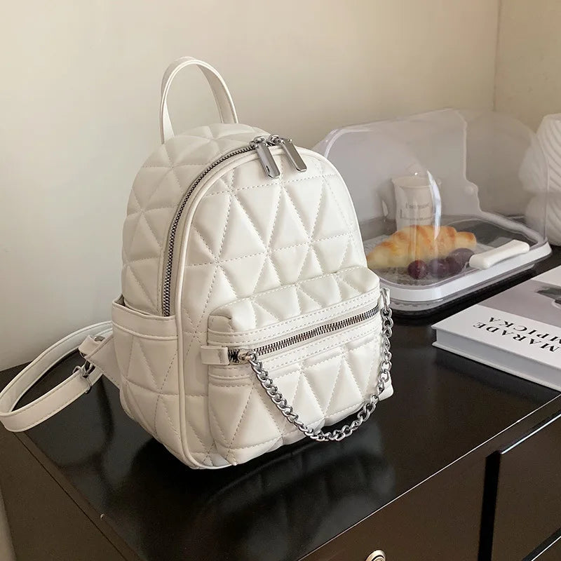 Quilted Small Women Backpack Girls Travel Bagpack