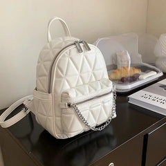 Quilted Small Women Backpack Girls Travel Bagpack