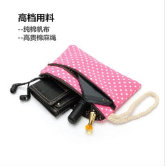 Cotton Fabric Wallet Bag with Hemp Rope Storage Bag