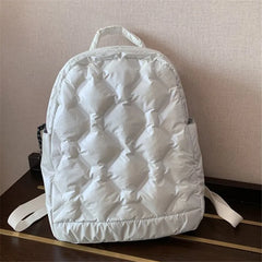 Women Winter Padded Down Backpack Large Capacity Shoulder School Bag
