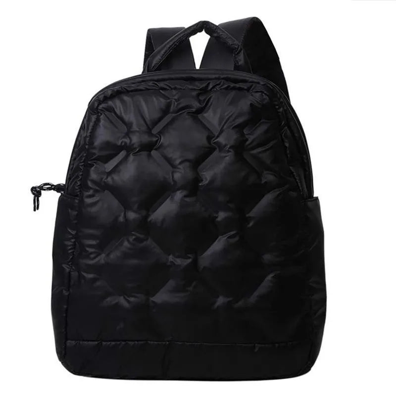 Women Winter Padded Down Backpack Large Capacity Shoulder School Bag
