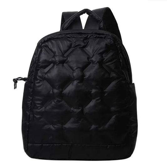 Women Winter Padded Down Backpack Large Capacity Shoulder School Bag