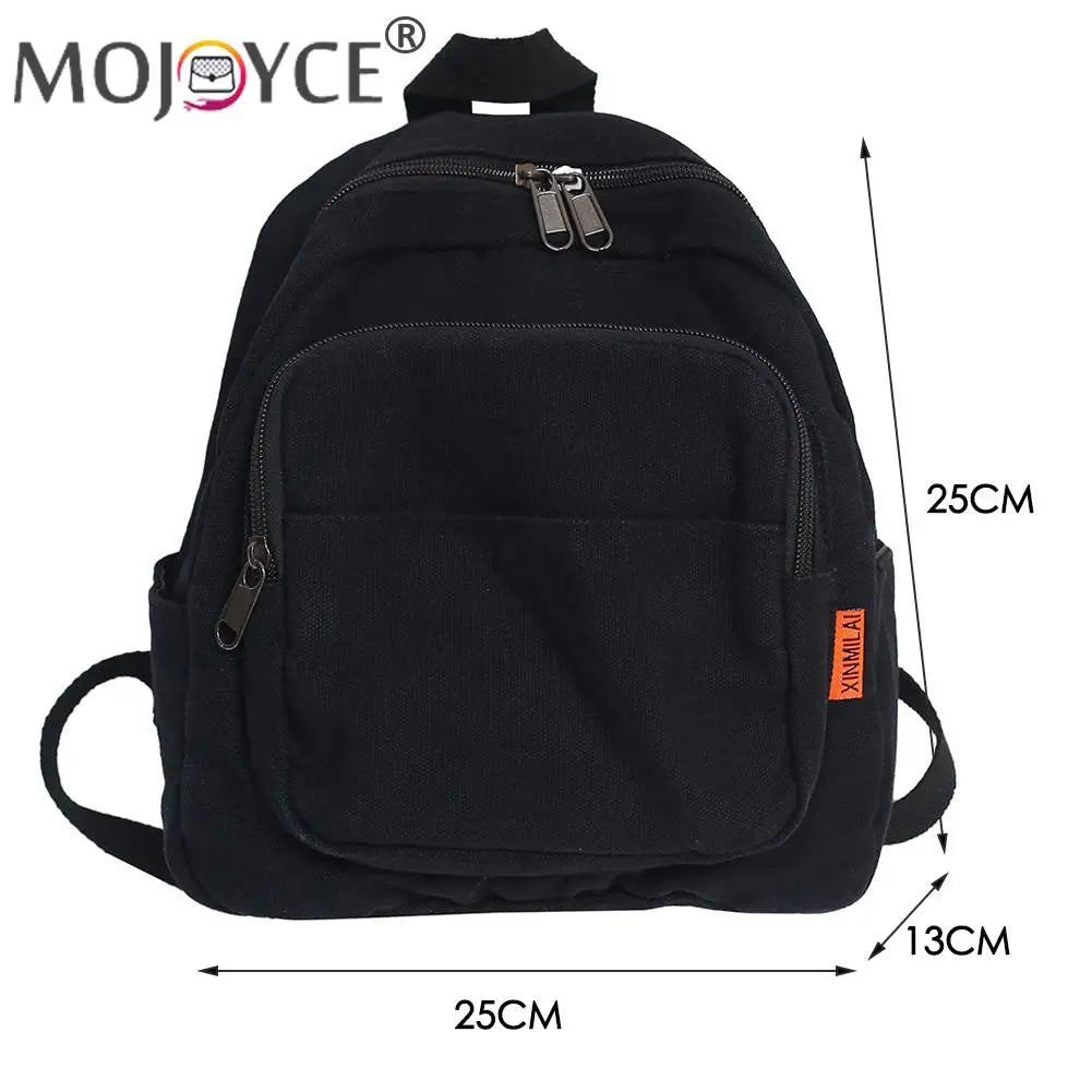 Large Capacity Canvas School Backpack Zipper Knapsack