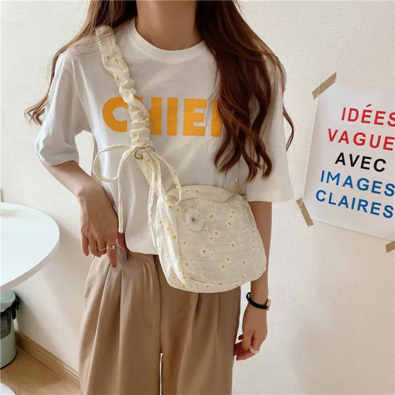 Daisy Canvas Handbag Women Tote Female Eco Crossbody Bag