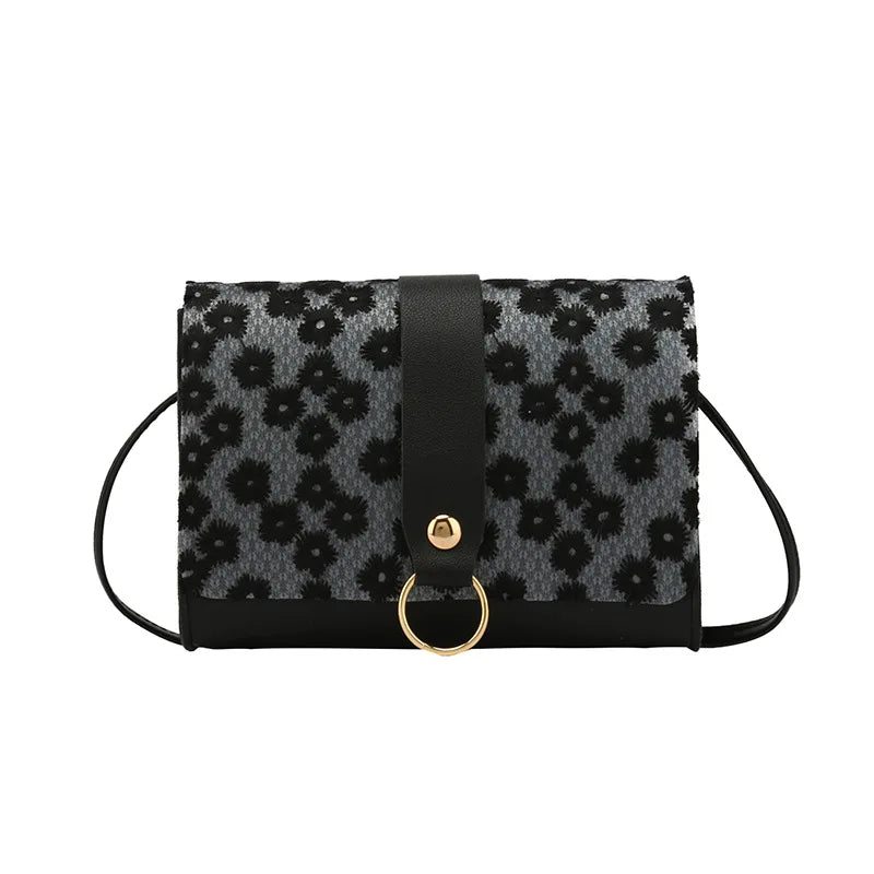 Daisy Flower Pattern Mini PU Leather Crossbody Chain Handbag