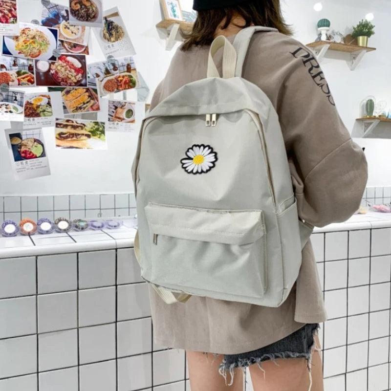 Daisy Small Backpack for School Teenagers Girls Canvas Women Backpack