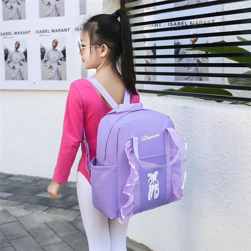 Kids Latin Ballet Bag Lace Girls Dance Backpack