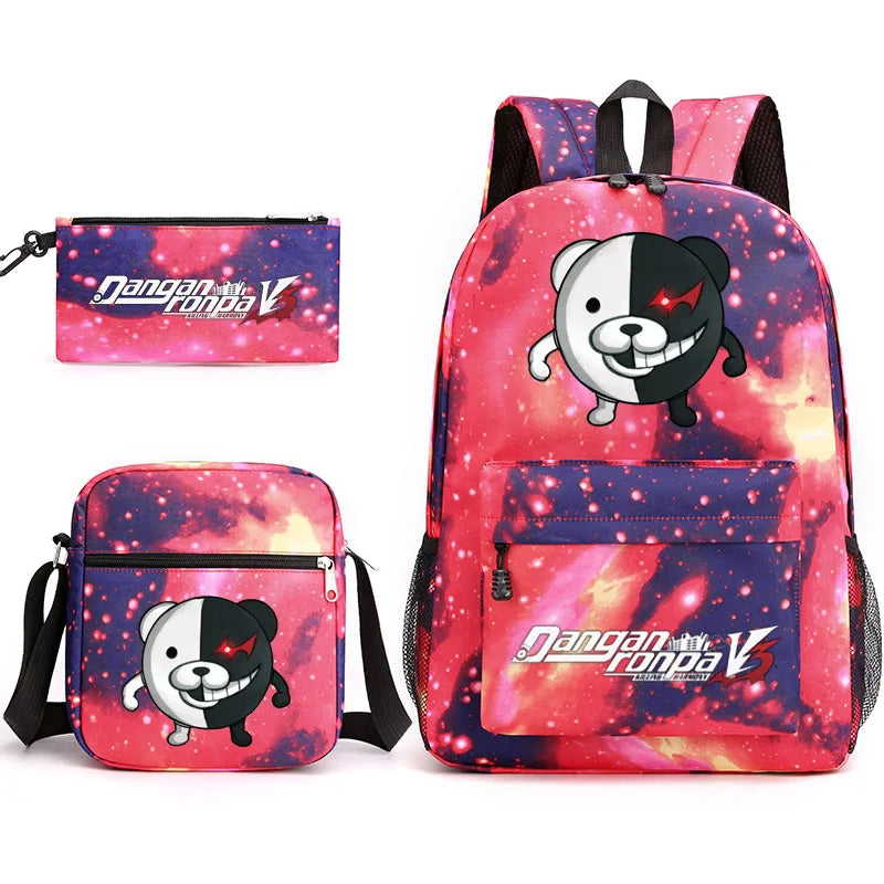 Danganronpa 3 Backpack Set Student Boy Girl School Bag Pencil Case Shoulder Bag