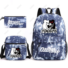 Danganronpa 3pcs Backpack Set Students Rucksack Shoulder Bag Pen Bag