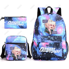 Danganronpa 3pcs Backpack Set Students Rucksack Shoulder Bag Pen Bag