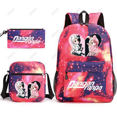 Danganronpa 3pcs Backpack Set Students Rucksack Shoulder Bag Pen Bag