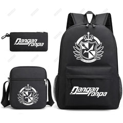 Danganronpa 3pcs Backpack Set Students Rucksack Shoulder Bag Pen Bag