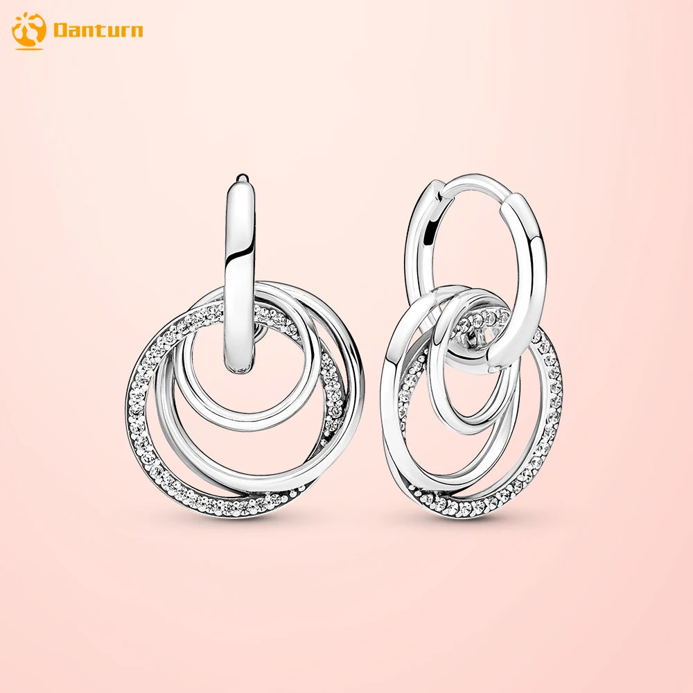 925 Silver Family Always Hoop Earrings for Women