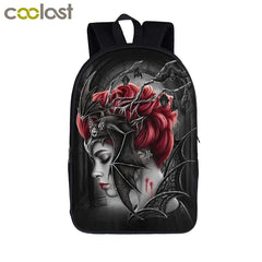 Gothic Angel Skull Wolf Backpack School Bag