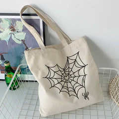 Dark Harajuku Canvas Bag Cartoon Print Gothic Female Bag Large Capacity
