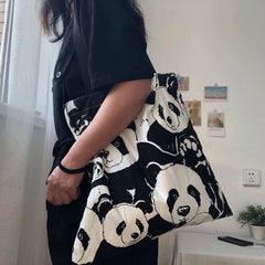 Dark Panda Canvas Shoulder Bag for Women