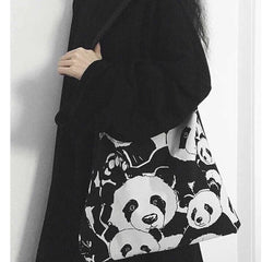 Dark Panda Canvas Shoulder Bag for Women