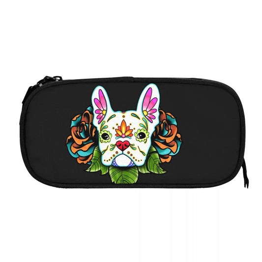 Sugar Skull French Bulldog Pen Box Student Anime Pencil Case