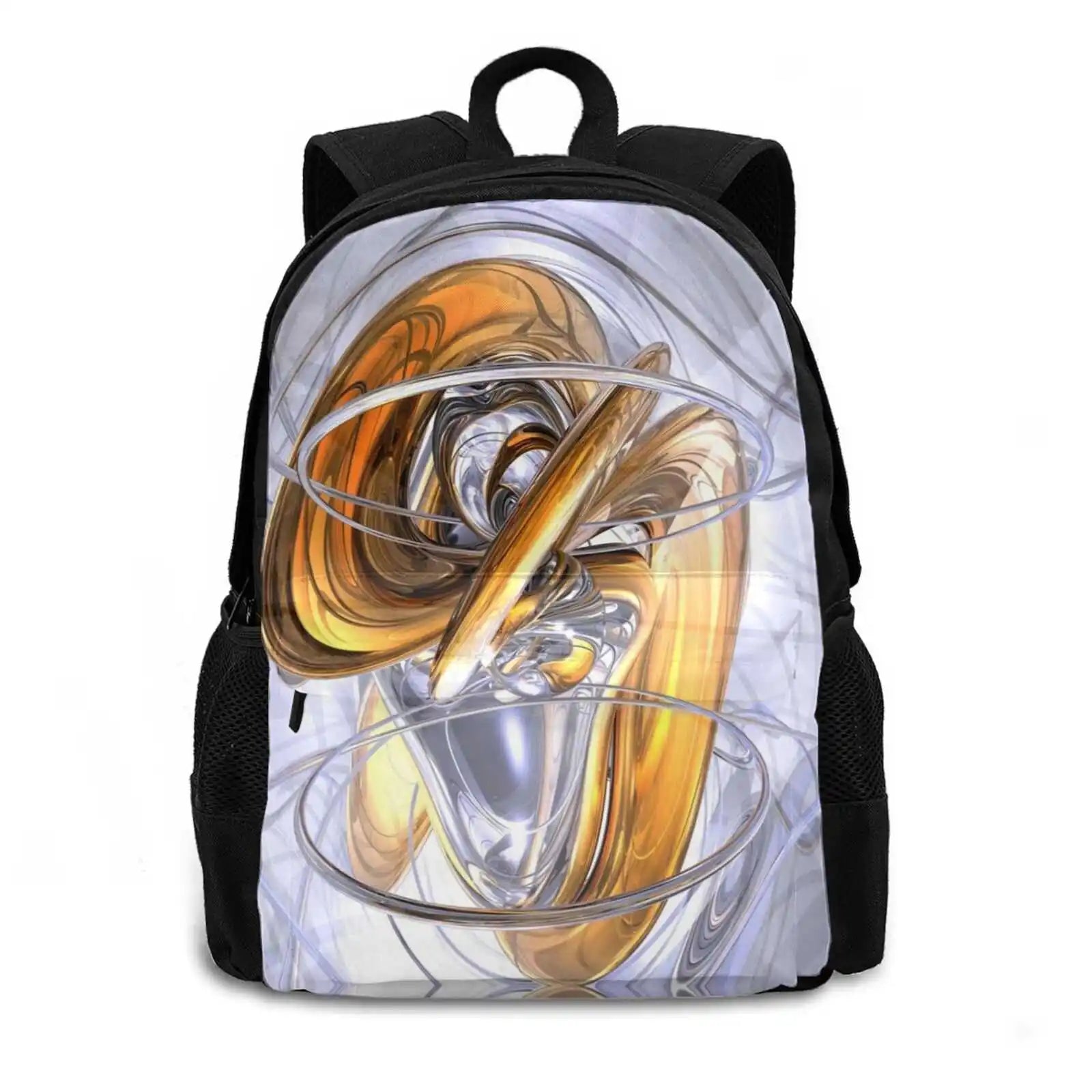 Daydreamers Abstract School Bag Backpack Laptop 15 Inch Glass 3D Silver Liquid