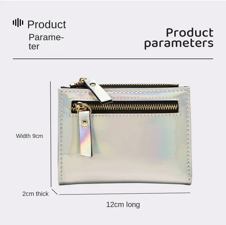 Pu Zero Wallet Ins Clip Fastener Short Zipper Women's Purse