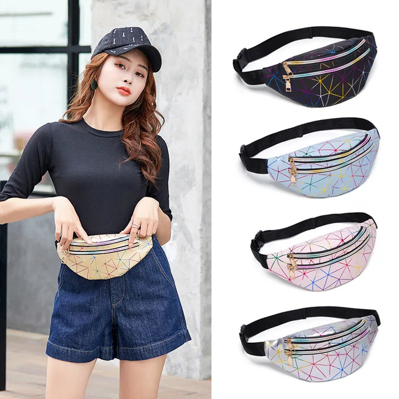 Dazzling Lozenge Women's Waist Chest Bag Laser Summer Travel PVC