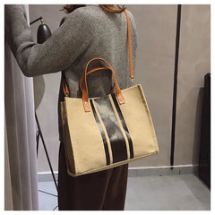 Canvas Ladies Shoulder Bag Casual Tote Large Capacity Travel Shopping