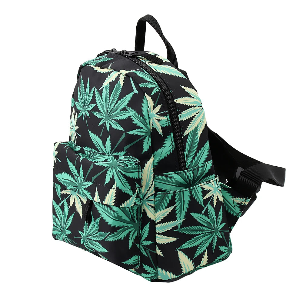 Green Hemp Mini Backpack for Women - Waterproof 3D Printed Backpack