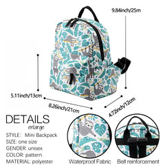 Deanfun Mini Backpacks for Girls 3D Printing Sloth Swanky Turtle Leaf