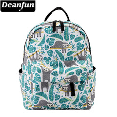 Deanfun Mini Backpacks for Girls 3D Printing Sloth Swanky Turtle Leaf