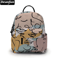 Deanfun Mini Backpack Abstract Line Face Printed Colorful School Backpack Bags