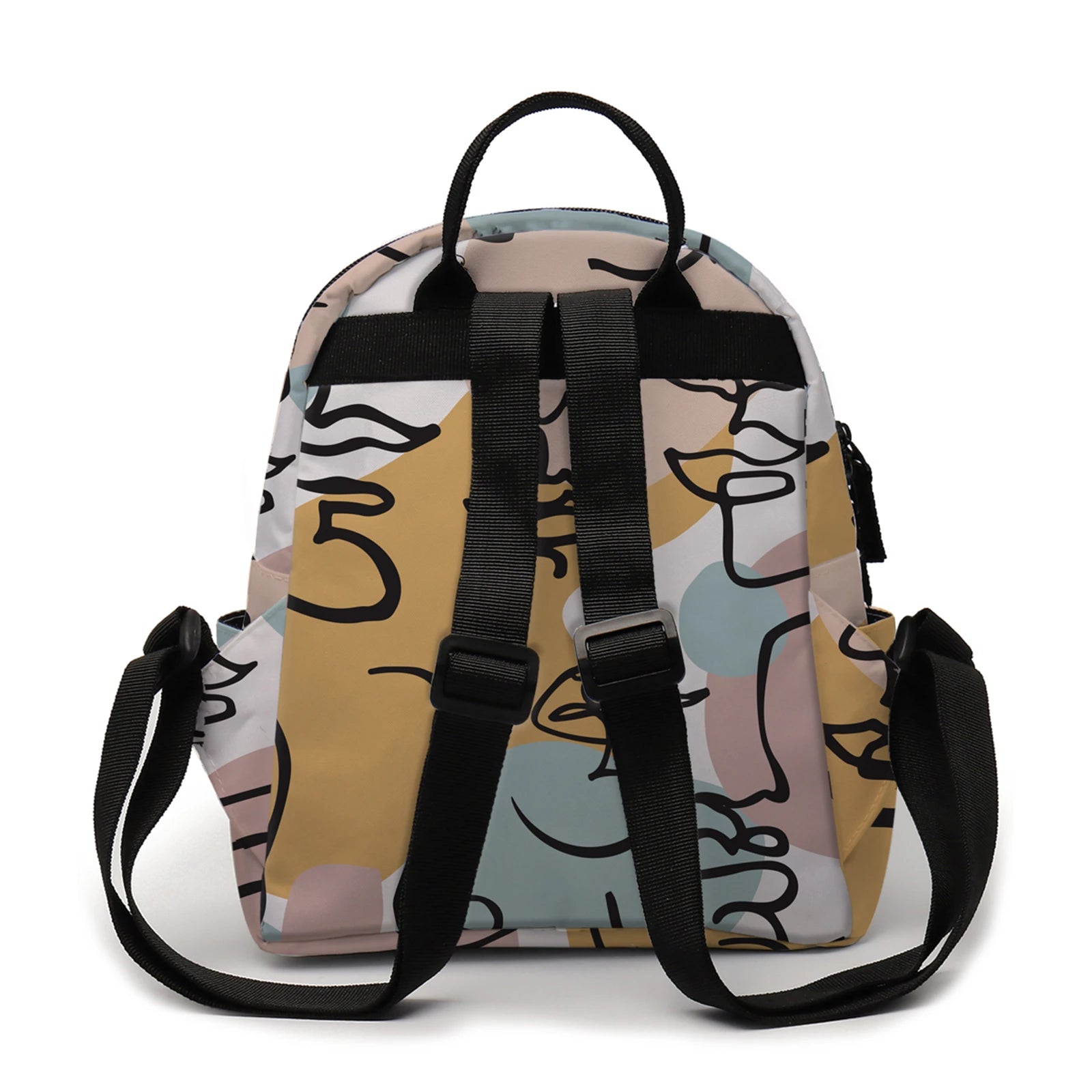 Deanfun Mini Backpack Abstract Line Face Printed Colorful School Backpack Bags